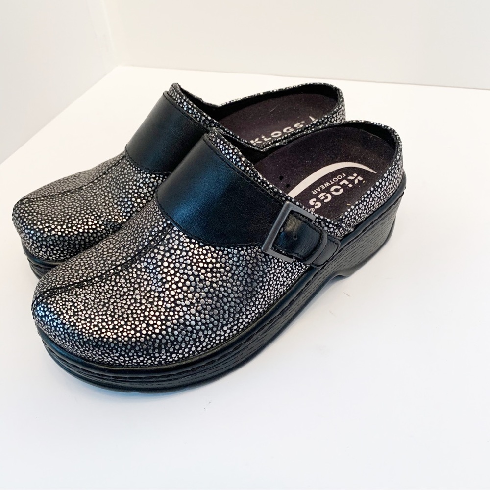 Klogs Austin Nurse Clogs Black Metallic 7 1/2 W